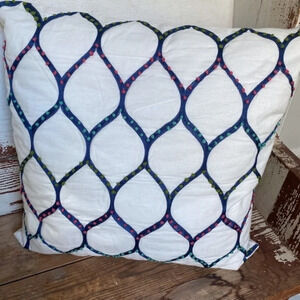 Rizzo White Embroidered Throw Pillow